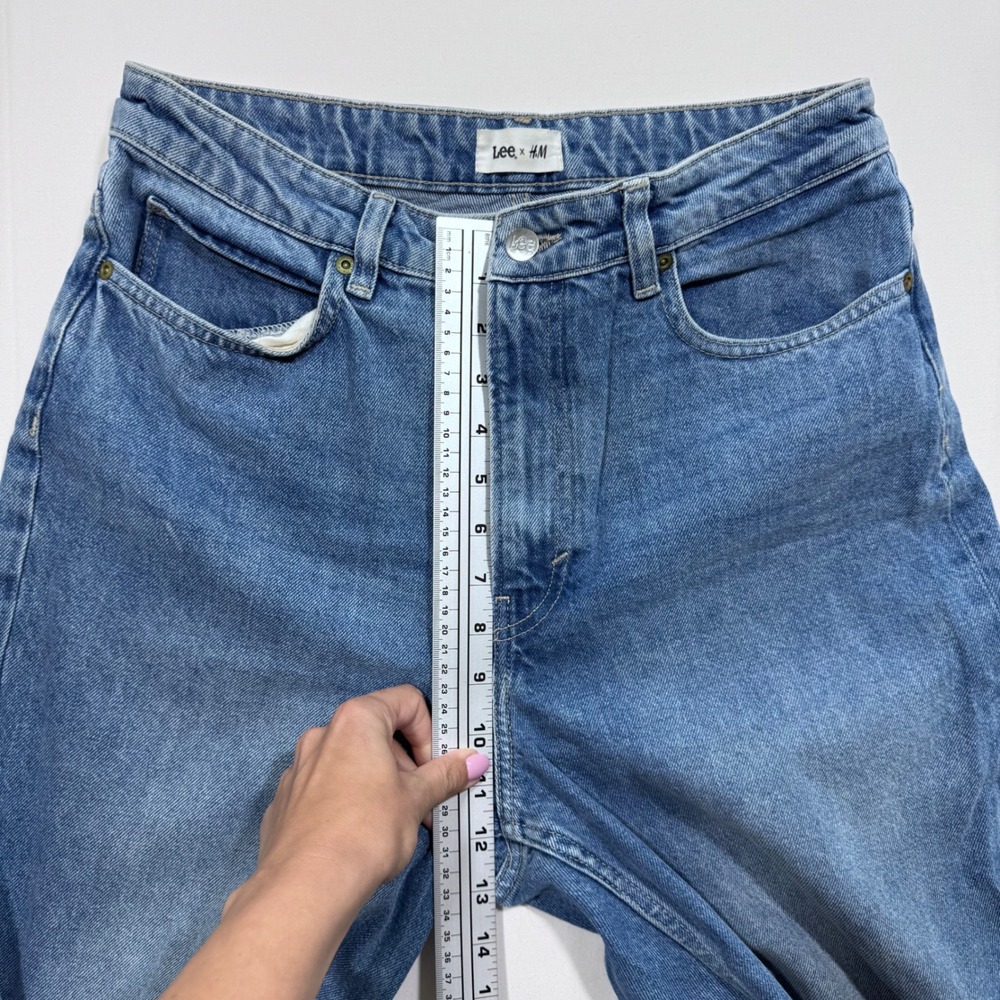 Lee x H&M Wide Leg Jeans Medium Wash High Rise Women's 8 Streetwear Minimalist - Picture 8 of 13